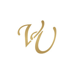 Initial letter VU, overlapping elegant monogram logo, luxury golden color