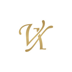 Initial letter VX, overlapping elegant monogram logo, luxury golden color