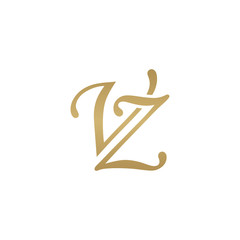 Initial letter VZ, overlapping elegant monogram logo, luxury golden color