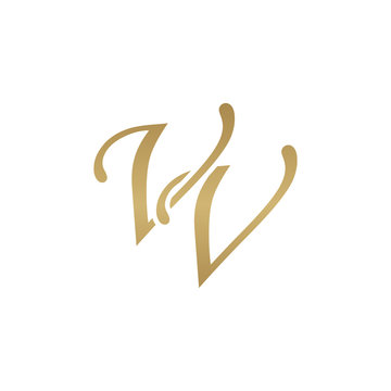 Initial letter VV, overlapping elegant monogram logo, luxury golden color