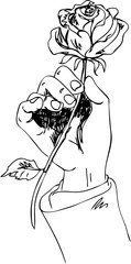 Illustration. Man's hand with rise.