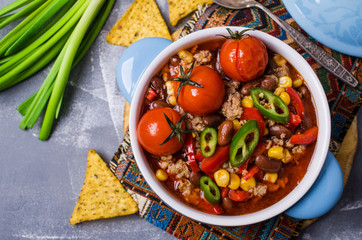 Traditional Mexican chili concarne