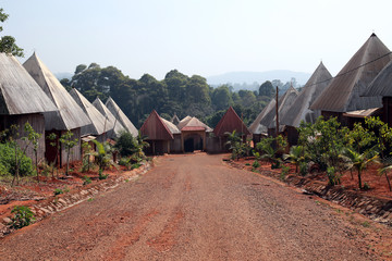 Typical houses at Batoufam Kingdom, North Cameroon, Africa