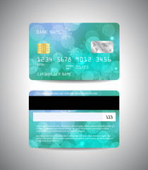 credit cards snowflakes on blue background