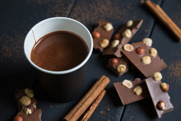 Hot chocolate in a paper cup