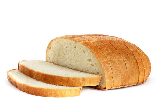 White bread on white background. Sliced Loaf