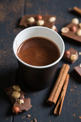 Hot chocolate in a paper cup