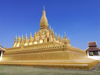 Golden temple in Laos Vientiane capital in Asia