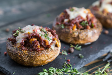 Stuffed mushrooms with beef cheese and spices