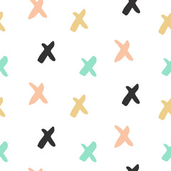 Hand drawn abstract vector seamless pattern with crosses