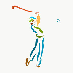 Obraz premium A man with a golf club, playing golf