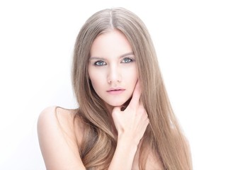 Fototapeta premium portrait of young modern girl with long hair