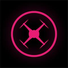 Obraz premium Neon Button rund - Drohne - Kamera