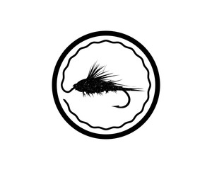 Classic Circle Line Art Fishing Bait Symbol Logo Vector