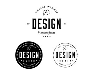 Circle Line Art Needle Initial Letter D for Embroider Symbol Company Logo Vintage Set