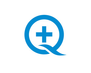 Obraz premium Unique Initial Letter Q with Plus Hospital Symbol Logo Modern