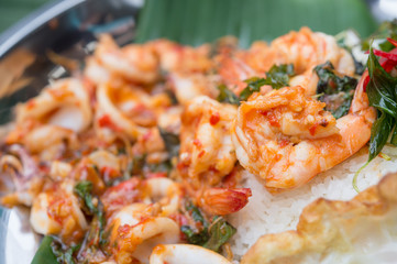fried rice with basil and shrimp