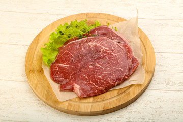 Raw beef schnitzel