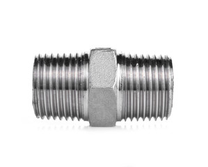  Steel nut on a white background