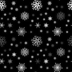 Christmas snowflake seamless pattern with tiled falling snow