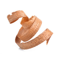 Wood shavings isolated on white background