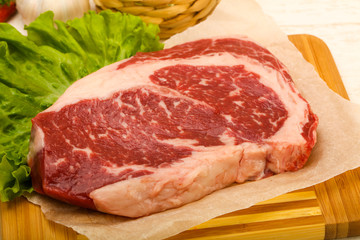 Rib eye raw steak