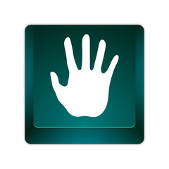 grüne 3D Taste - Handfläche - Stopp