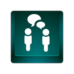 grüne 3D Taste - Menschen reden - Diskussion