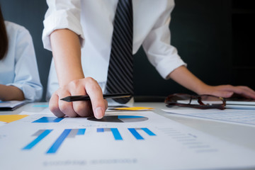 business people working and analyzing data in office, business concept, discussing concept