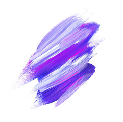 Brash stroke ultraviolet color illustration. Hand drawn design element for headline, sale banner, backdrop. Abstract purple background. Painted acrylic texture on white.