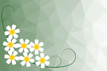 Greeting card in Beauty in nature concept, tiny daisy vector on pastel green. Picture with copy space.