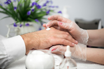 Hand cream. Massage after the manicure.