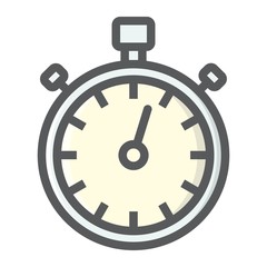 Stopwatch filled outline icon, fitness and sport, timer sign vector graphics, a colorful line pattern on a white background, eps 10.