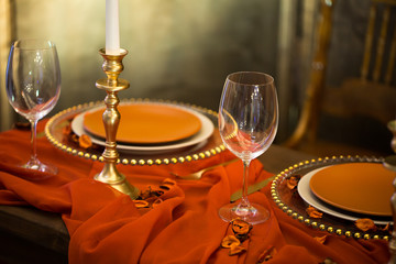 Table setting in restaurant