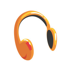 Yellow protective headphones cartoon vector Illustration