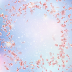 Obraz na płótnie Canvas Sakura flying downwind petals on wind. EPS 10 vector