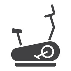 Stationary bicycle glyph icon, fitness and sport, Exercise Bike sign vector graphics, a solid pattern on a white background, eps 10.