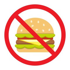 No fastfood flat icon, fitness and sport, unhealthy food sign vector graphics, a colorful solid pattern on a white background, eps 10.