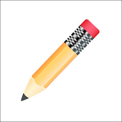 Illustration of cartoon pencil with red rubber