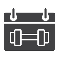 Training schedule glyph icon, fitness and sport, sport calendar sign vector graphics, a solid pattern on a white background, eps 10.