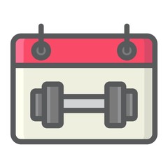 Training schedule filled outline icon, fitness and sport, sport calendar sign vector graphics, a linear pattern on a white background, eps 10.