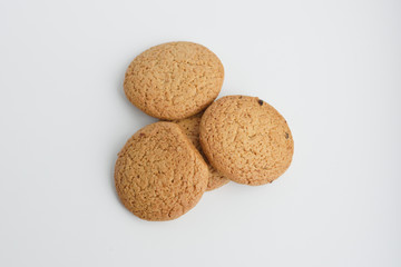 Oatmeal cookies on a white background