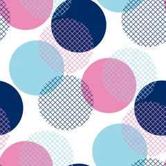 Foto op Plexiglas Polka dot Moderne geometrie roze en blauwe polka dot naadloze patroon vectorillustratie voor achtergrond, decoratie, ontwerp van proefbaan.