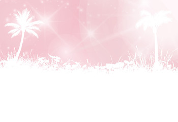 Summer background with palm trees and rays of light (pink)
