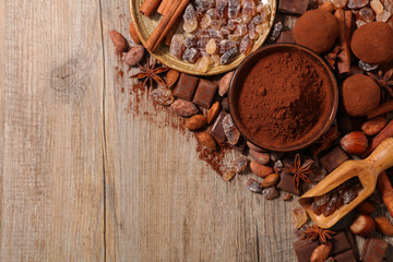Obraz na płótnie Canvas assorted cocoaa,nut, and sugar