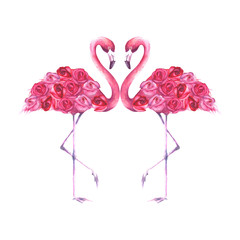 Fototapeta premium Couple of tropical exotic pink flamingos