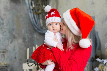 Face, Christmas hat, red suit, happy