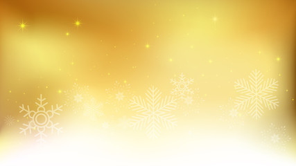 Christmas gold background with snowflakes and stars