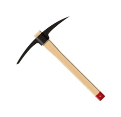 Wooden pickaxe with iron tip.