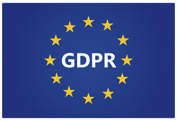 GDPR - General Data Protection Regulation. EU flag with stars